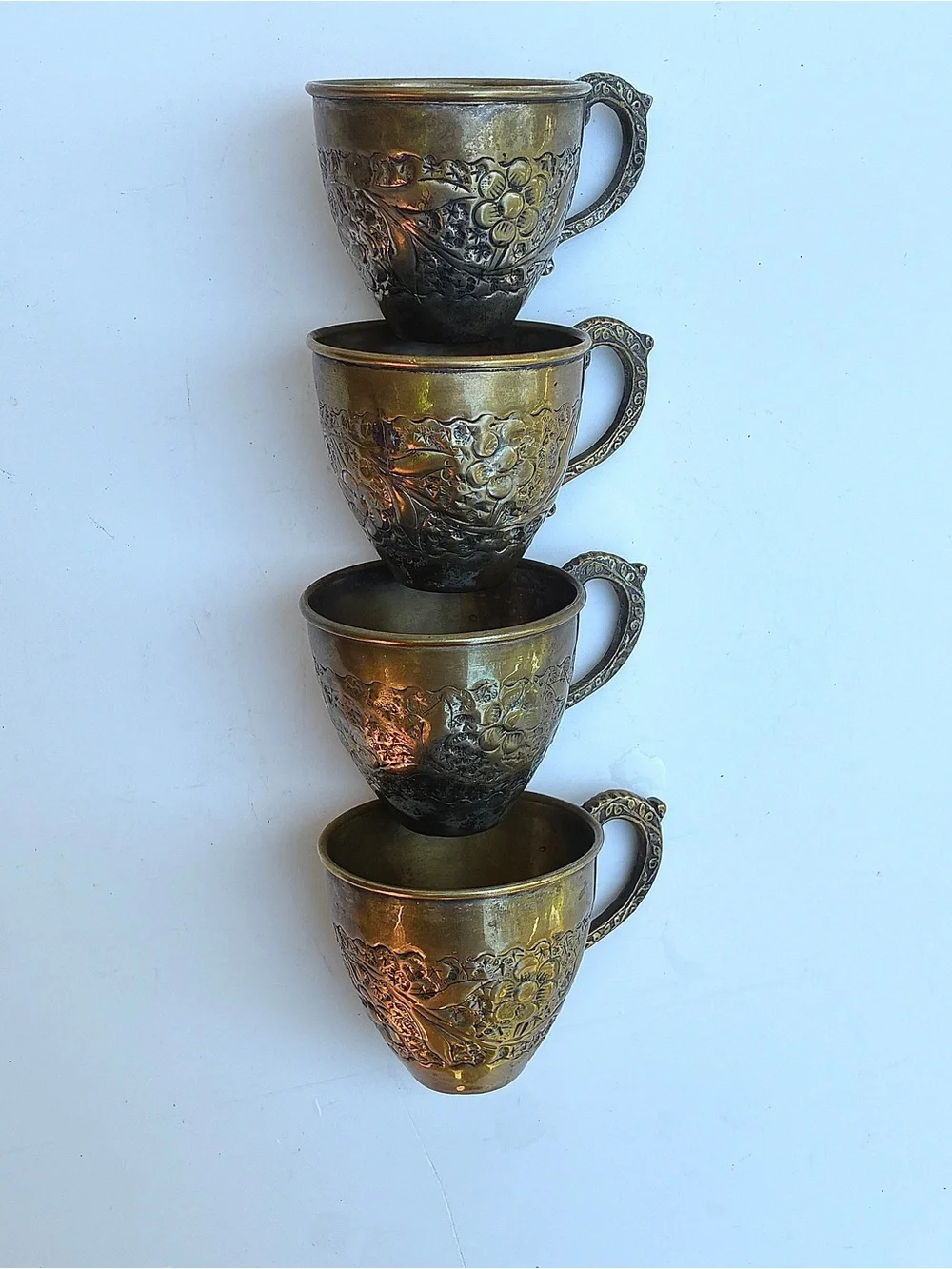 Vintage 16-Pc Solid Brass  Tea/Coffee  Sets Serve for 8